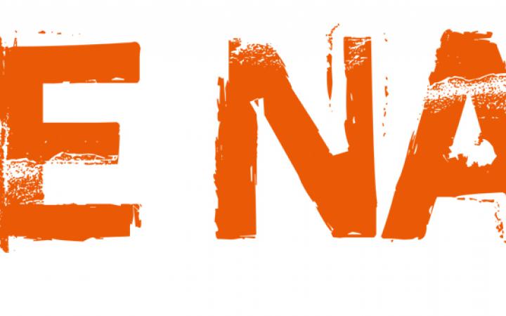 Orangener Schriftzug »NEUE NATUR«