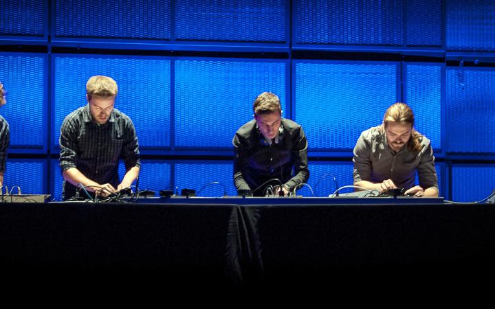 Five man at turntables