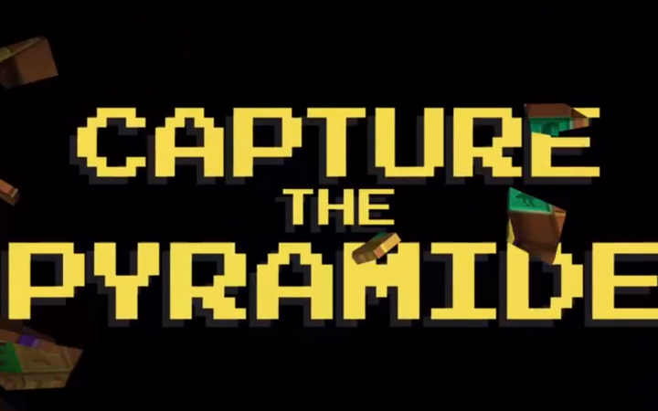 "Capture the Pyramide" in pixelated font