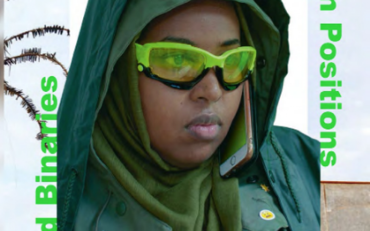 Photography of person in portrait with green glasses and green clothes