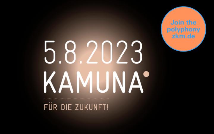 Zu sehen ist der Titel "KAMUNA" mit Datum vor verwaschener rostbrauner Sonne auf schwarzem Grund