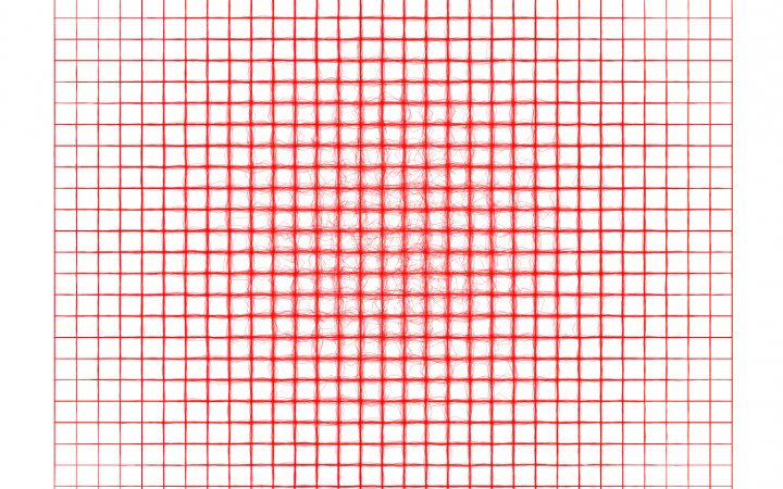 2D square of red grid lines