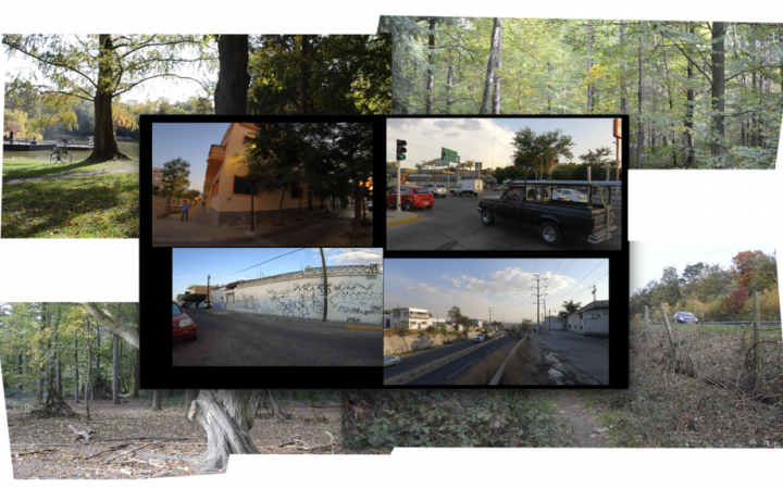 Zu sehen sind 4 Screens, über weiteren 4 Screens mir Landschaftsausschnitten.