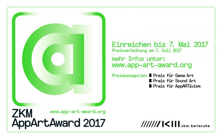 Das Bild zeigt die Ausschreibung zum App Art Award 2017 