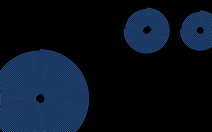 Blaue Kreise auf schwarzem Hintergrund