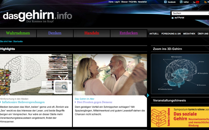 Screenshot of the website www.dasgehirn.info