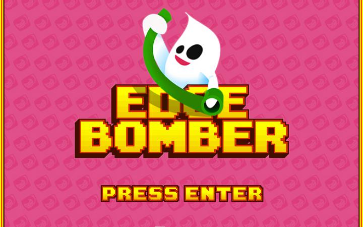 A ghost holds a green paper roll, below that it says "Edgebomber"