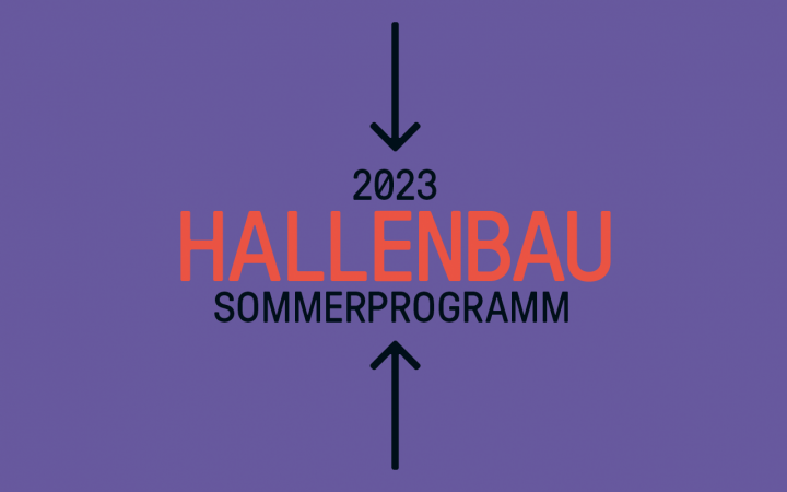 Lila Motiv des Hallenbau-Sommerprogramms 2023