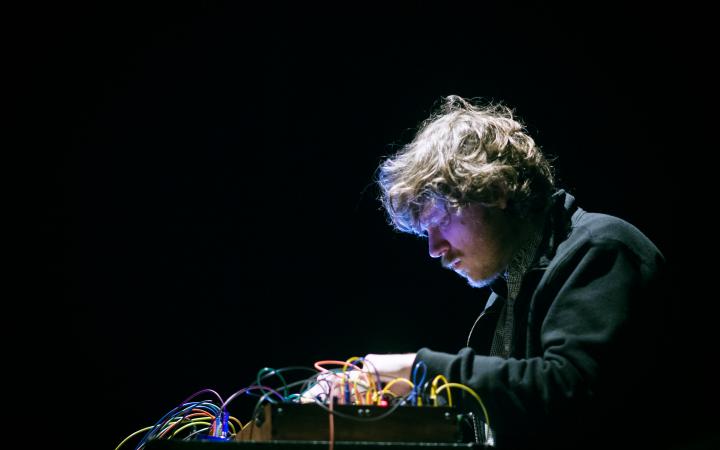 John Chantler synthesizing at a concert 