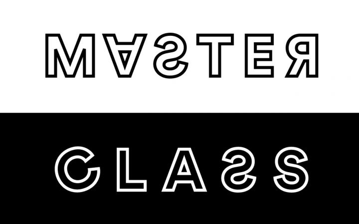 Das Wort Masterclass steht auf einem schwarz-weißen Hintergrund