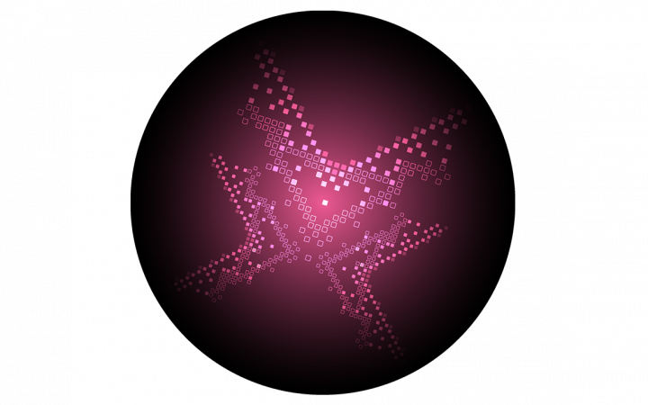 Magenta ball with square elements