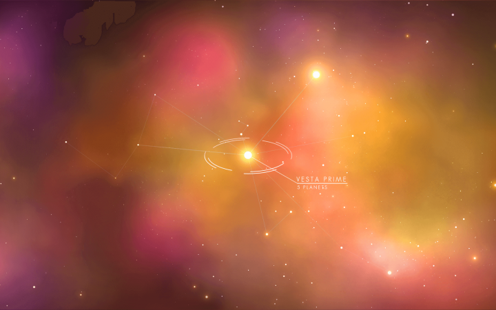 Darstellung eines Sternenbildes mit der Beschriftung »Vesta Prime«