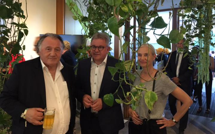 The picture shows Peter Weibel, Guido Wolf and Christiane Riedel. 