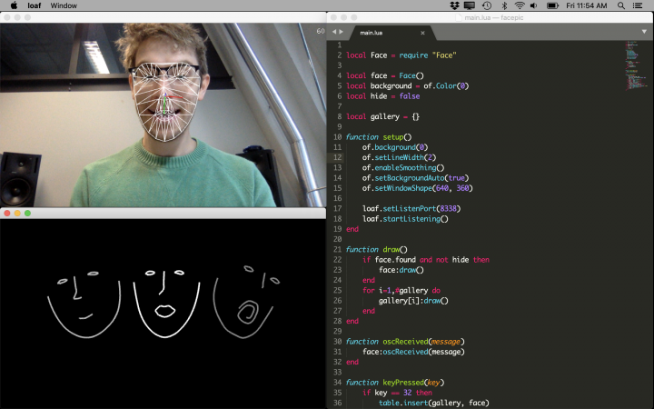 A screenshot in which a person is captured by facial recognition software.