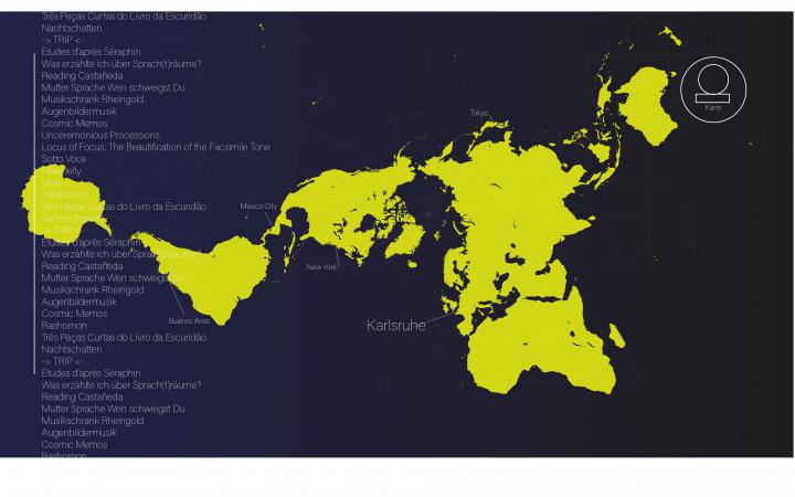 Screenshot einer verzogenen Weltkarte und Text am linken Rand