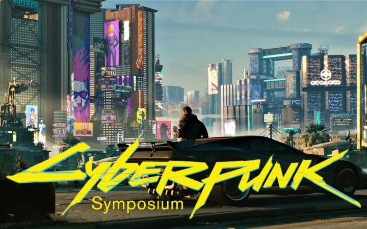 Image of a futuristic city. Image from the game computer game "Cyberpunk 2077" from 2020. 