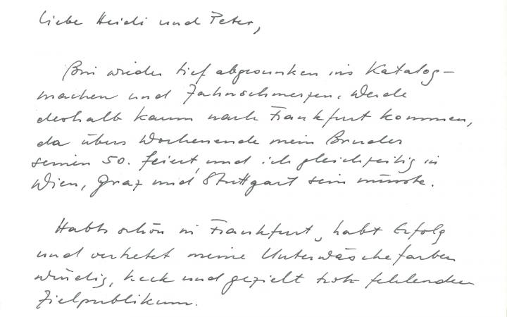 Brief von Harald Szeemann an den Merve Verlag, 9.10.1985.