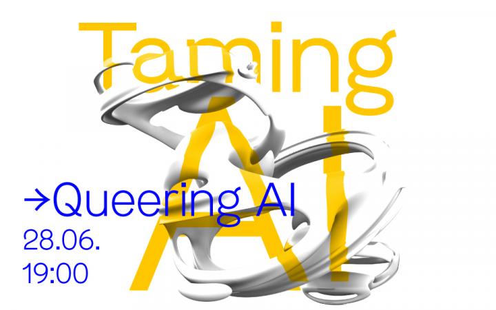 Yellow font in front of white AI graphic