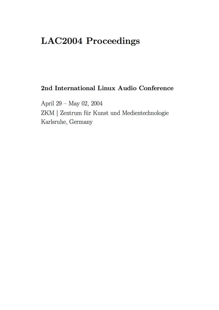 Cover of the publication »LAC2004 Proceedings«