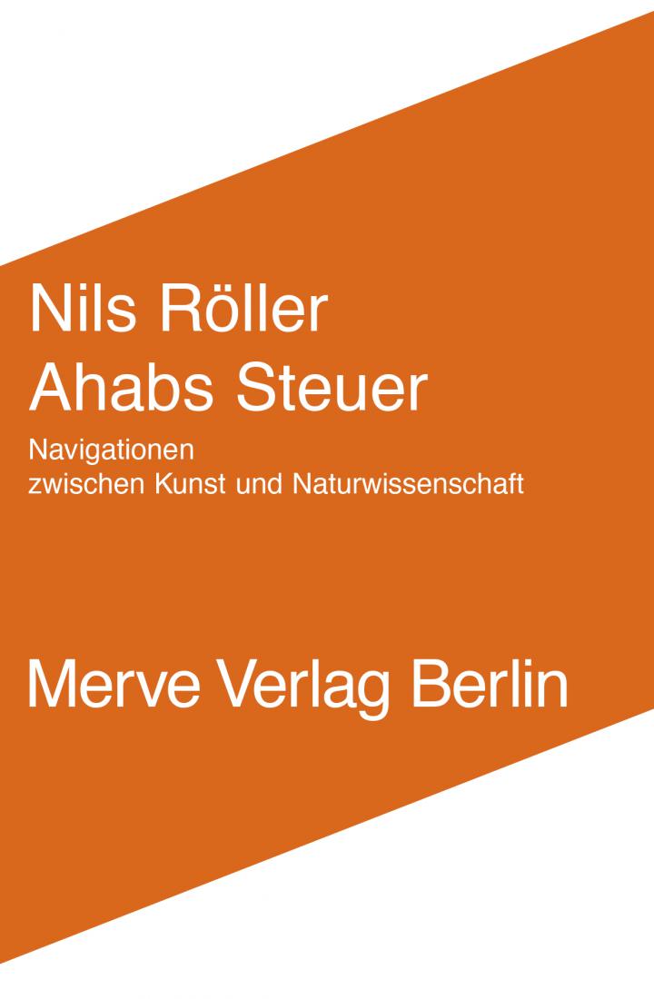Cover of the book »Ahabs Steuer« by Nils Roeller: white text, orange background