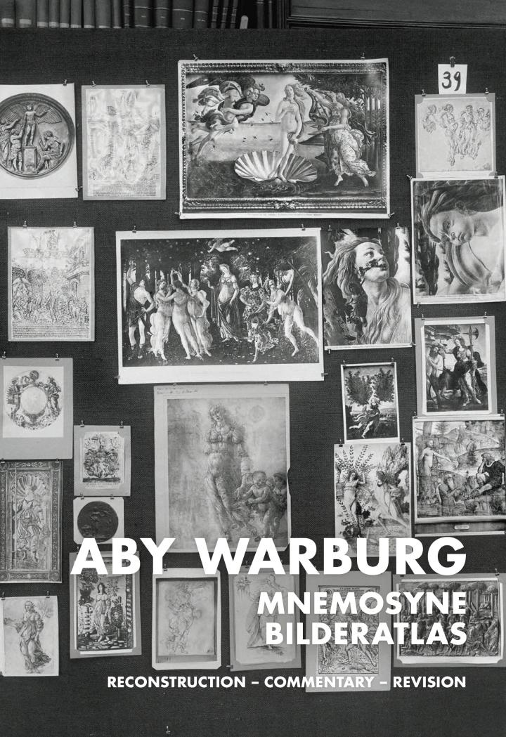 Cover der Publikation »Aby Warburg. Mnemosyne Atlas«: Schwarzweißfoto einer der Bildtafeln