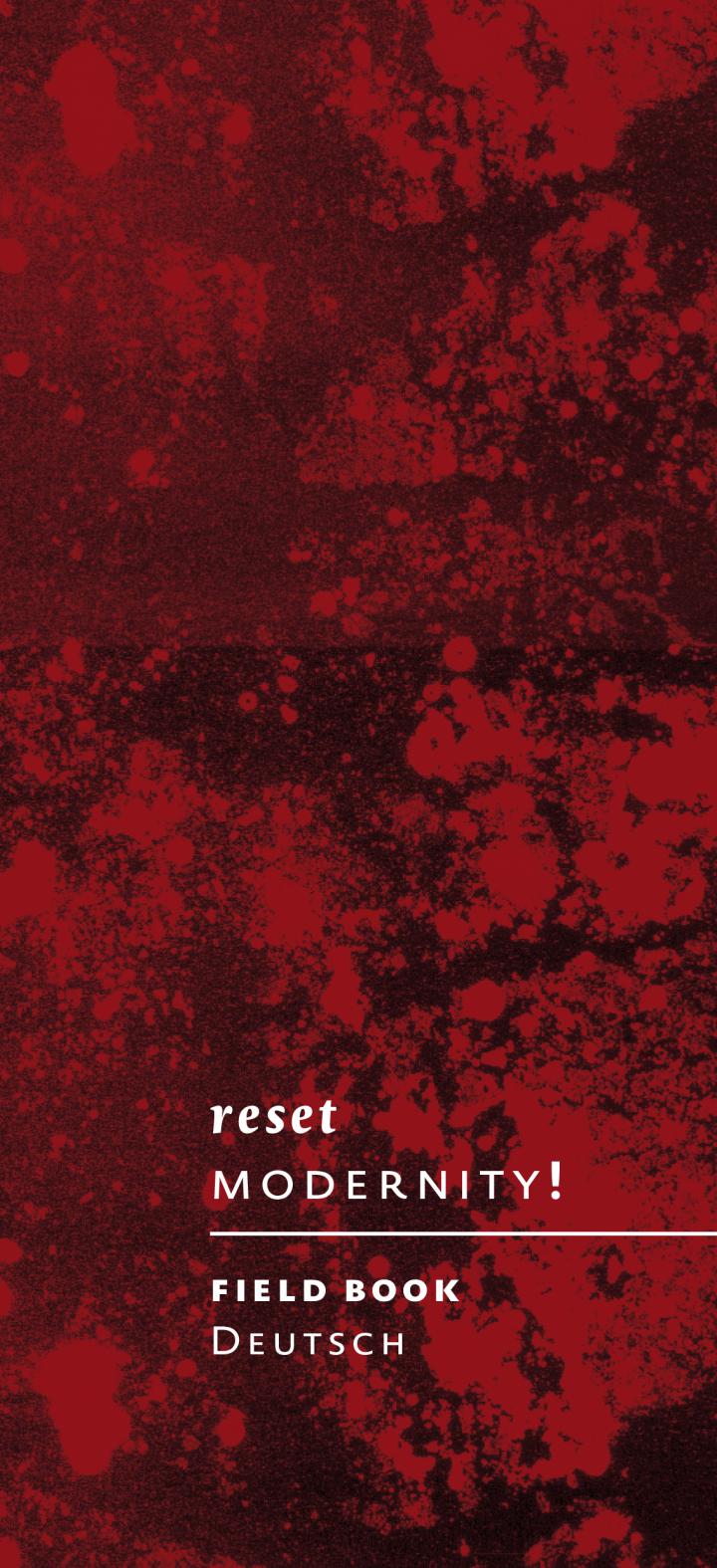 Cover der Broschuere »Reset Modernity«: Schrift auf rotem Grund