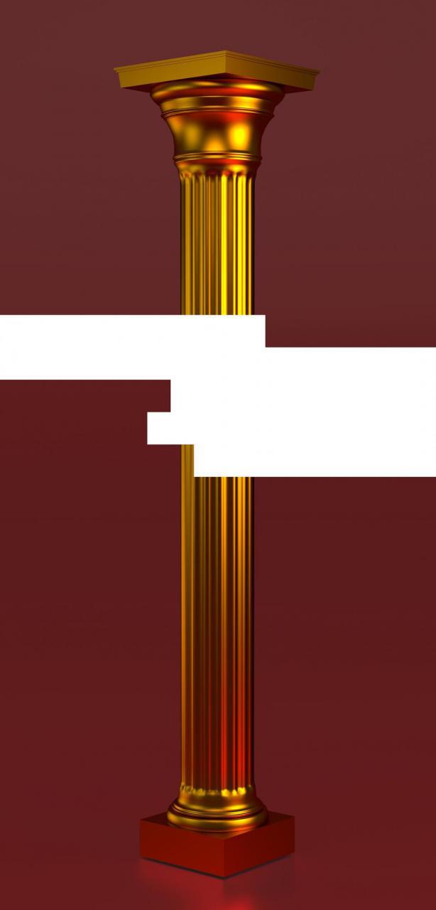 Goldenen Säule auf rotem Hintergrund mit weisser Aussparung in der Bildmitte