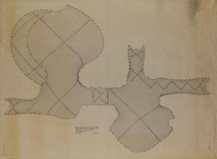Drawn representation of an organic lattice structure on paper
