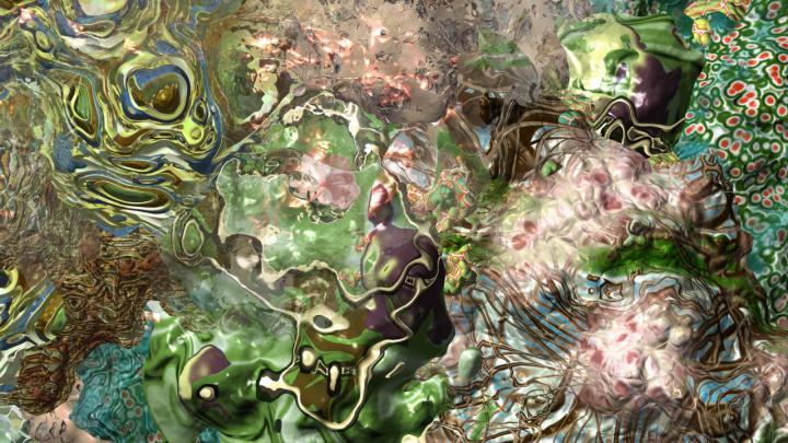 Farbenvolle Collage organischer Formen