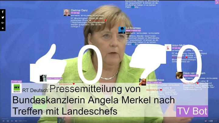 Image by Angela Merkel with superimposed text and symbols