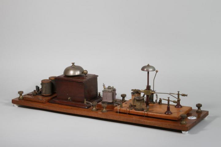 Apparatus made of wood and metal on a white background