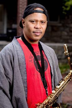 The picture shows the saxofonist Steve Coleman