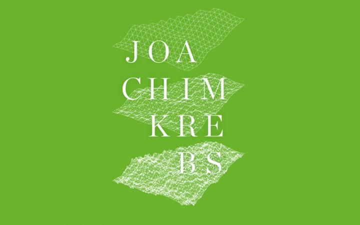 Die Graphik zeigt den Schriftzug Joachim Krebs sowie drei Gitterstrukturen auf einem grasgrünen Untergrund