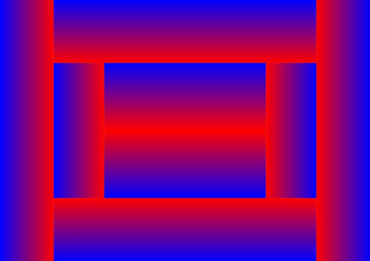 You can see rectangles of different sizes with color gradients between red and blue.
