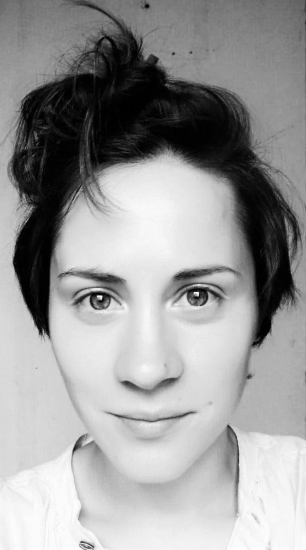 Black and white portrait of Alexandra Portyannikova.