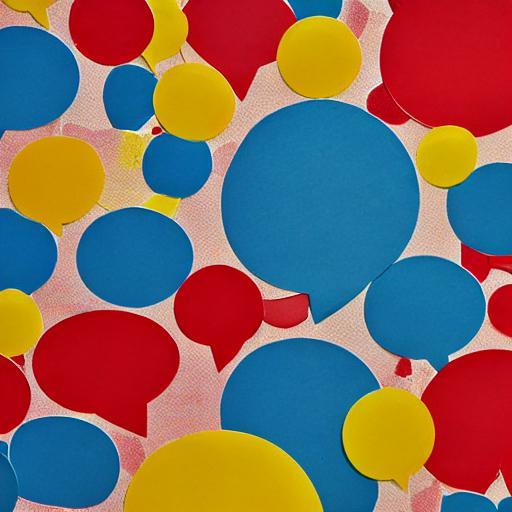 Lots of blue, red and yellow speech bubbles