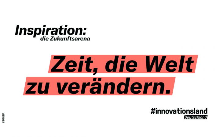 Graphic with the text »Inspiration: die Zukunftsarena« 