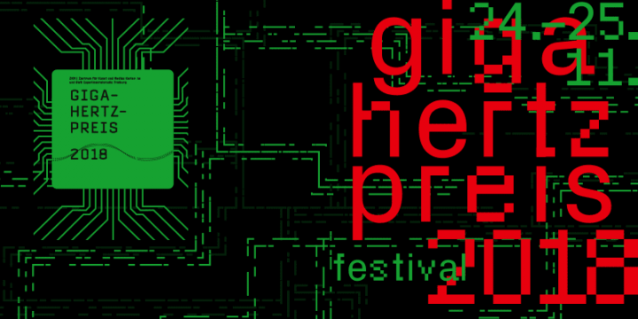 Giga-Hertz-Preis 2018 in roter Schrift auf grünem Hintergrund