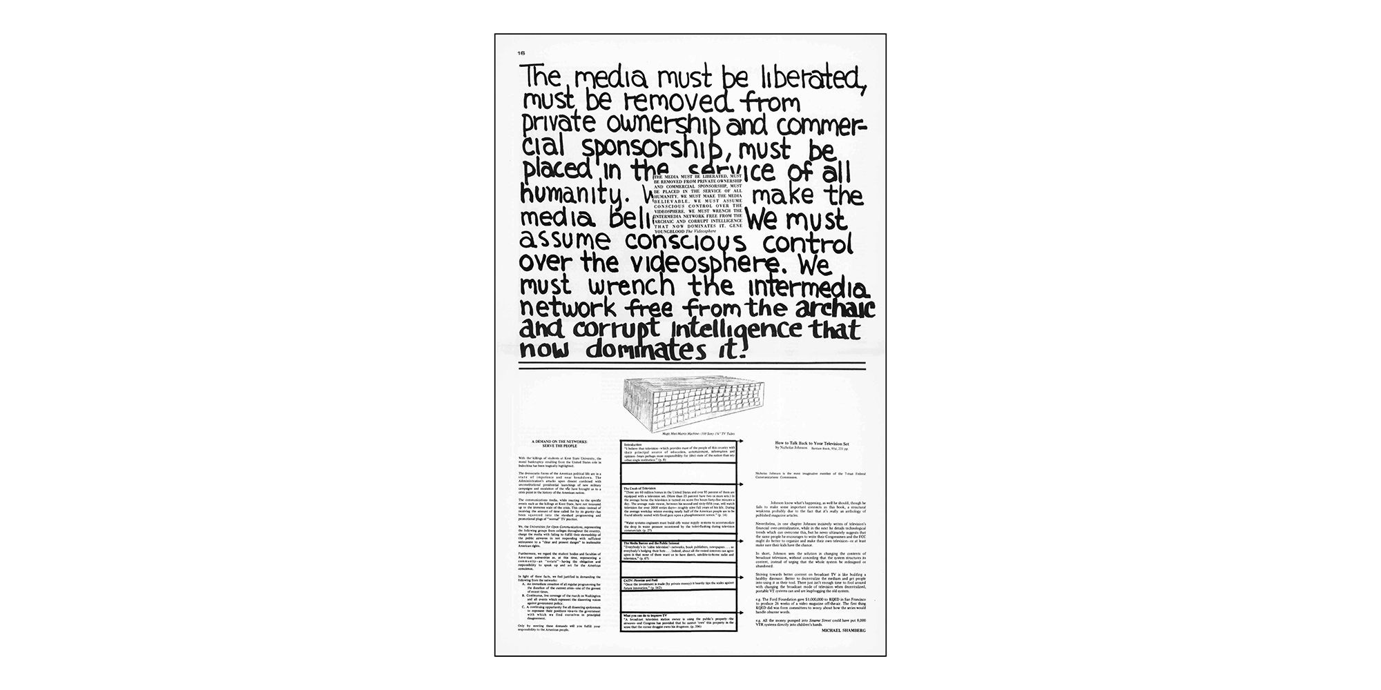 Gene Youngblood, ohne Titel, in. »Radical Software«, Vol. 1, Nr., 1, S. 16