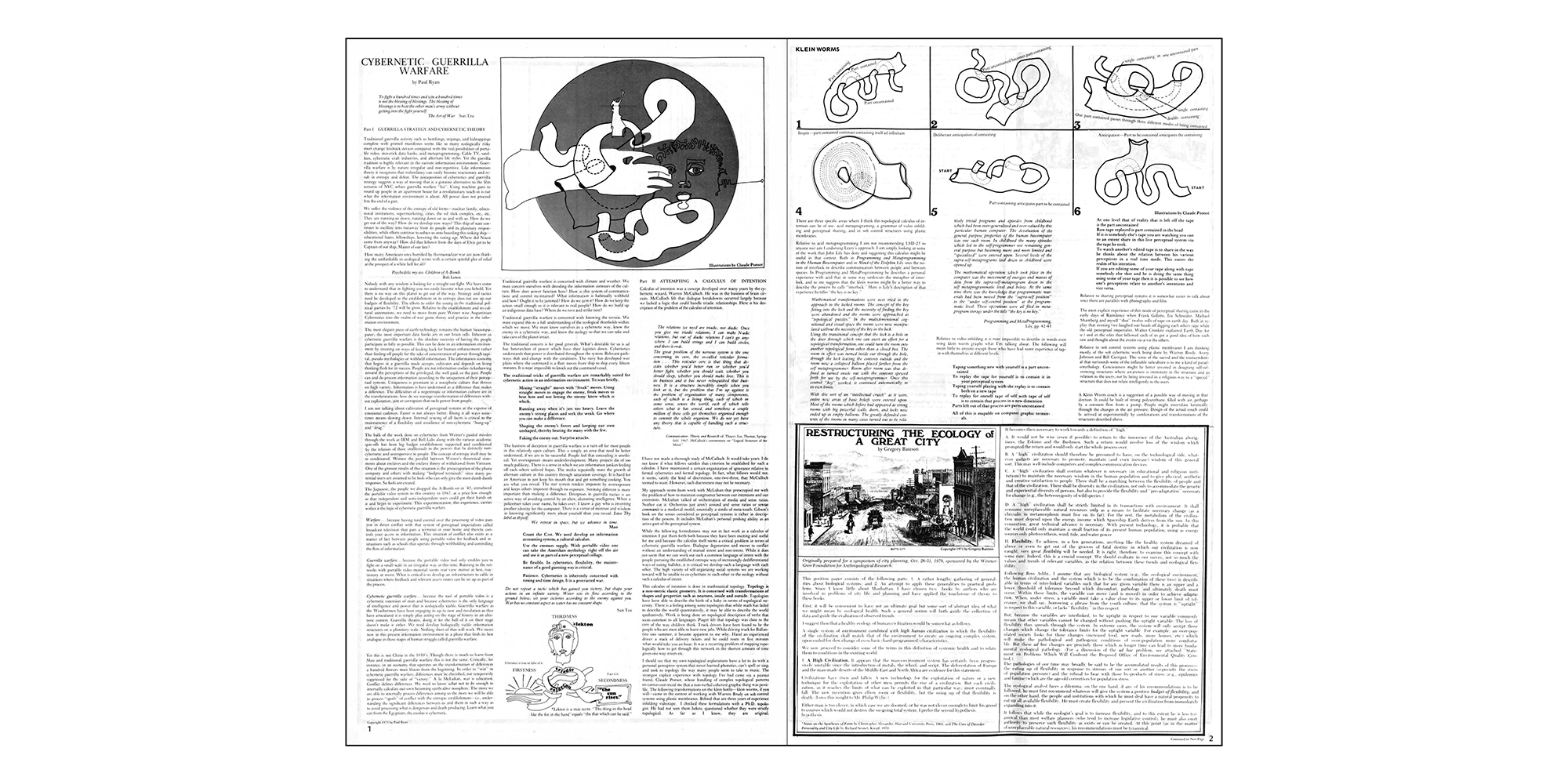 Paul Ryan, "Cybernetic Guerilla Warfare", in: »Radical Software«, Vol. 1, Nr. 3, 1971,  S. 1–2.
