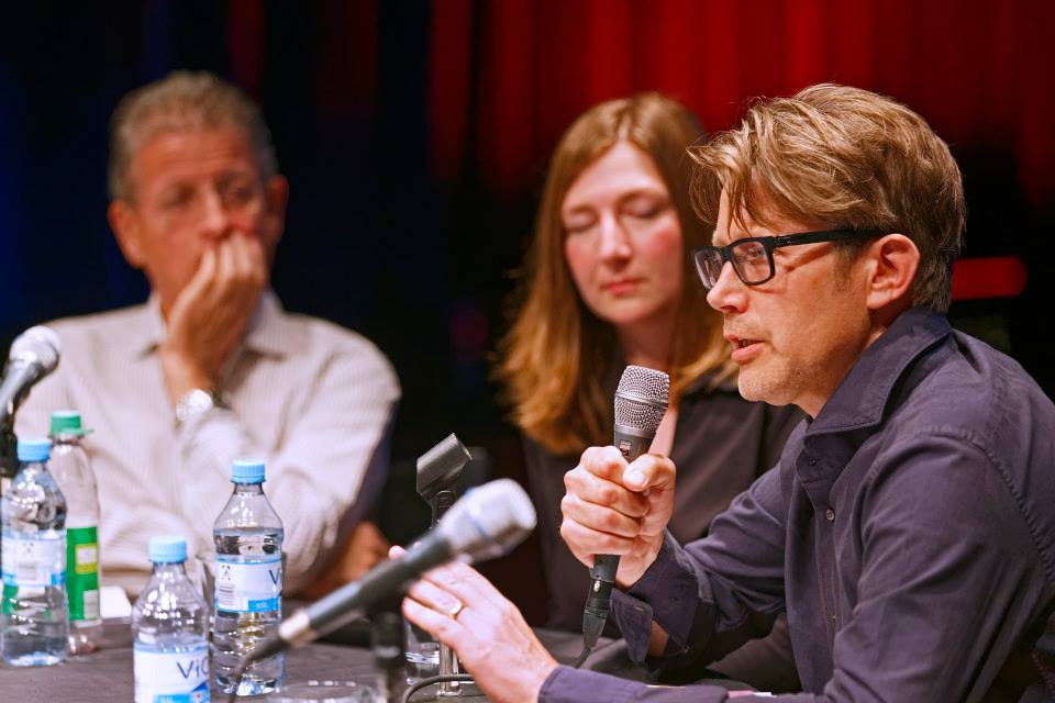 Rainer Guldin, Steffi Winkler and Nils Röller at the microphone