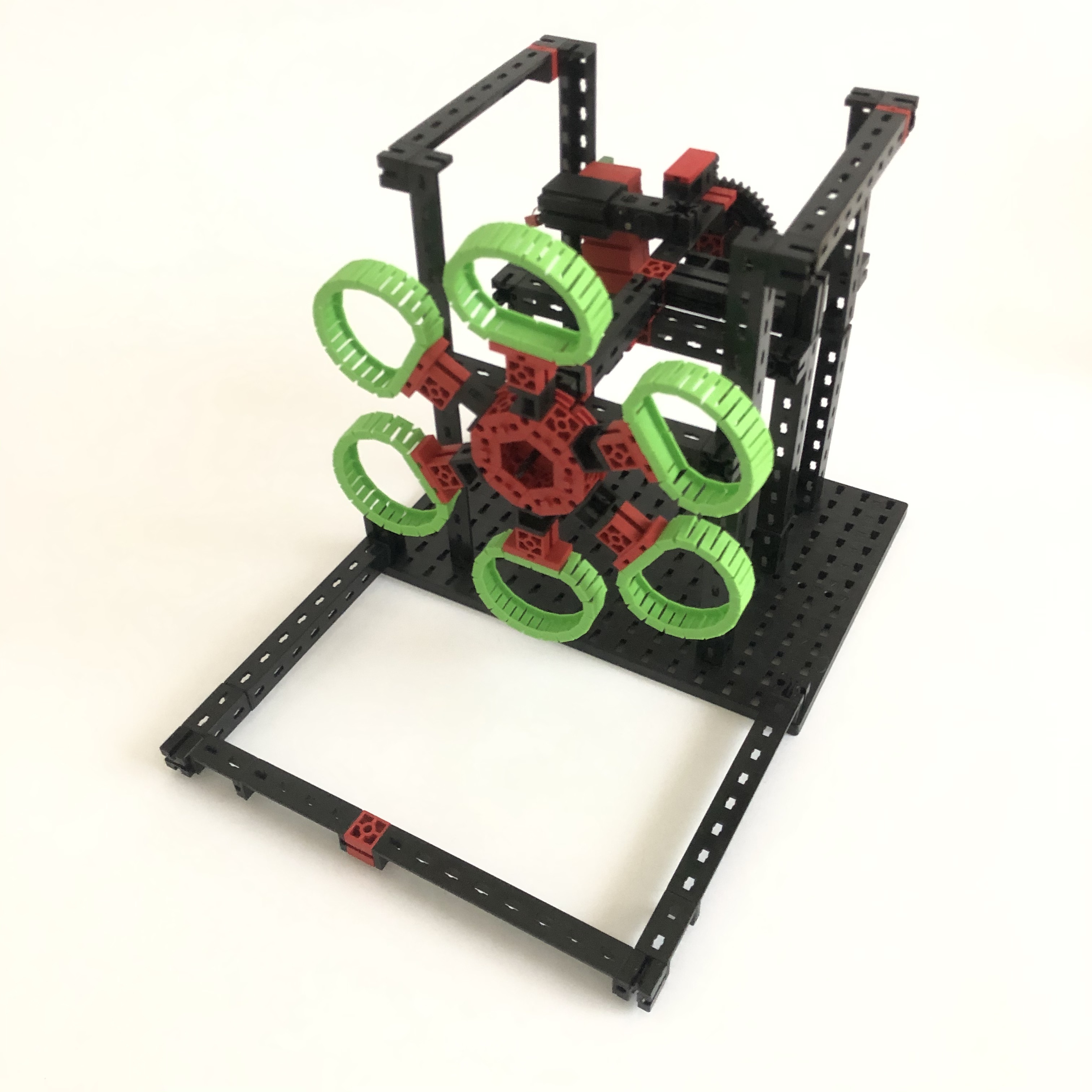 Eine Fischertechnik-Konstruktion für Seifenblasen.