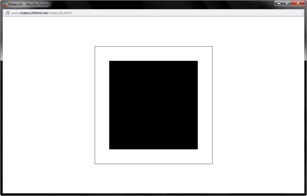 On display is a digital reproduction of Malevich's black square.