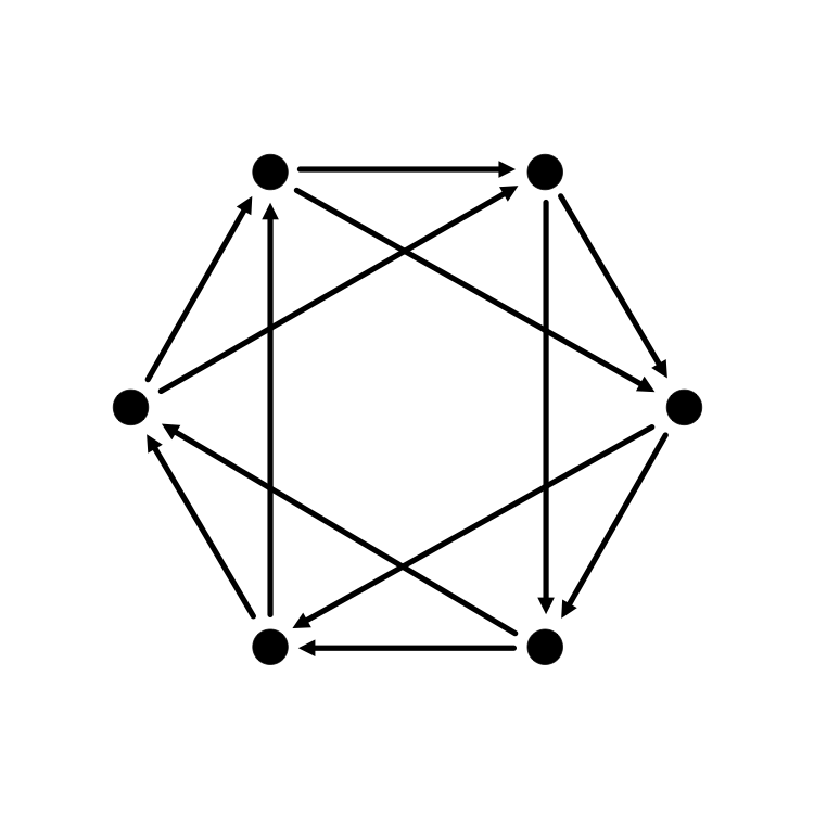 You can see a hexagon with points at each corner and cross connections inside