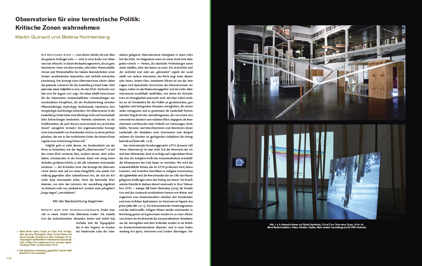 Page view of the publication »Critical Zones«, text on page 46 and 47