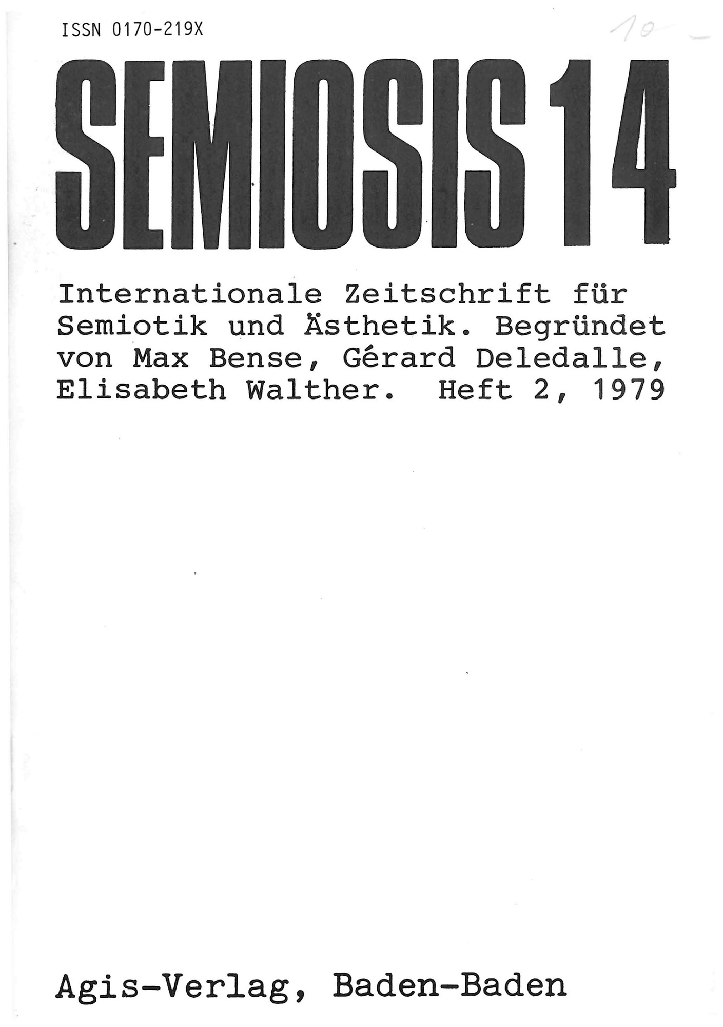 Cover der Zeitschrift »Semiosis«: schwarze Schrift auf weißem Grund