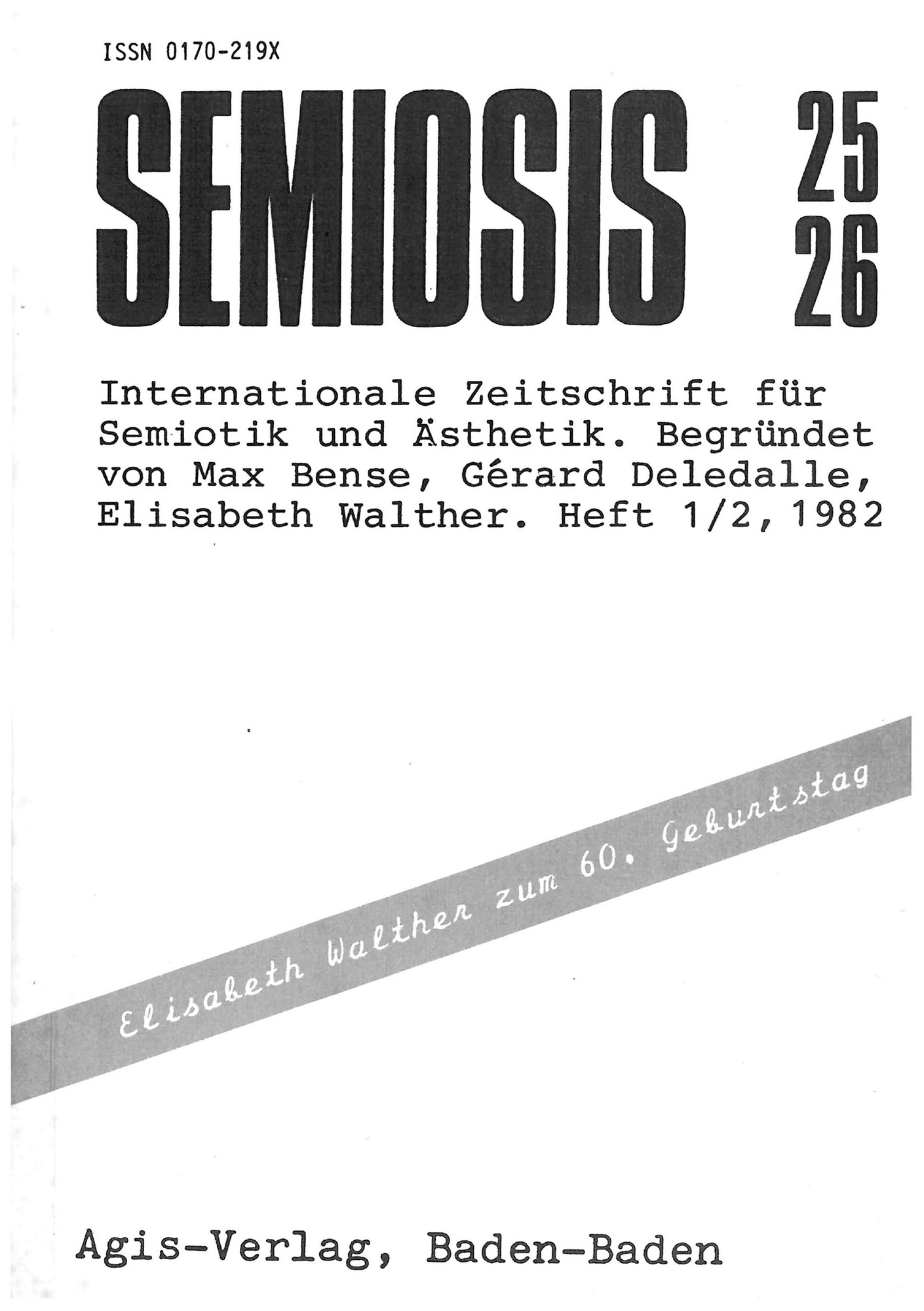 Cover der Zeitschrift »Semiosis«: schwarze Schrift auf weißem Grund