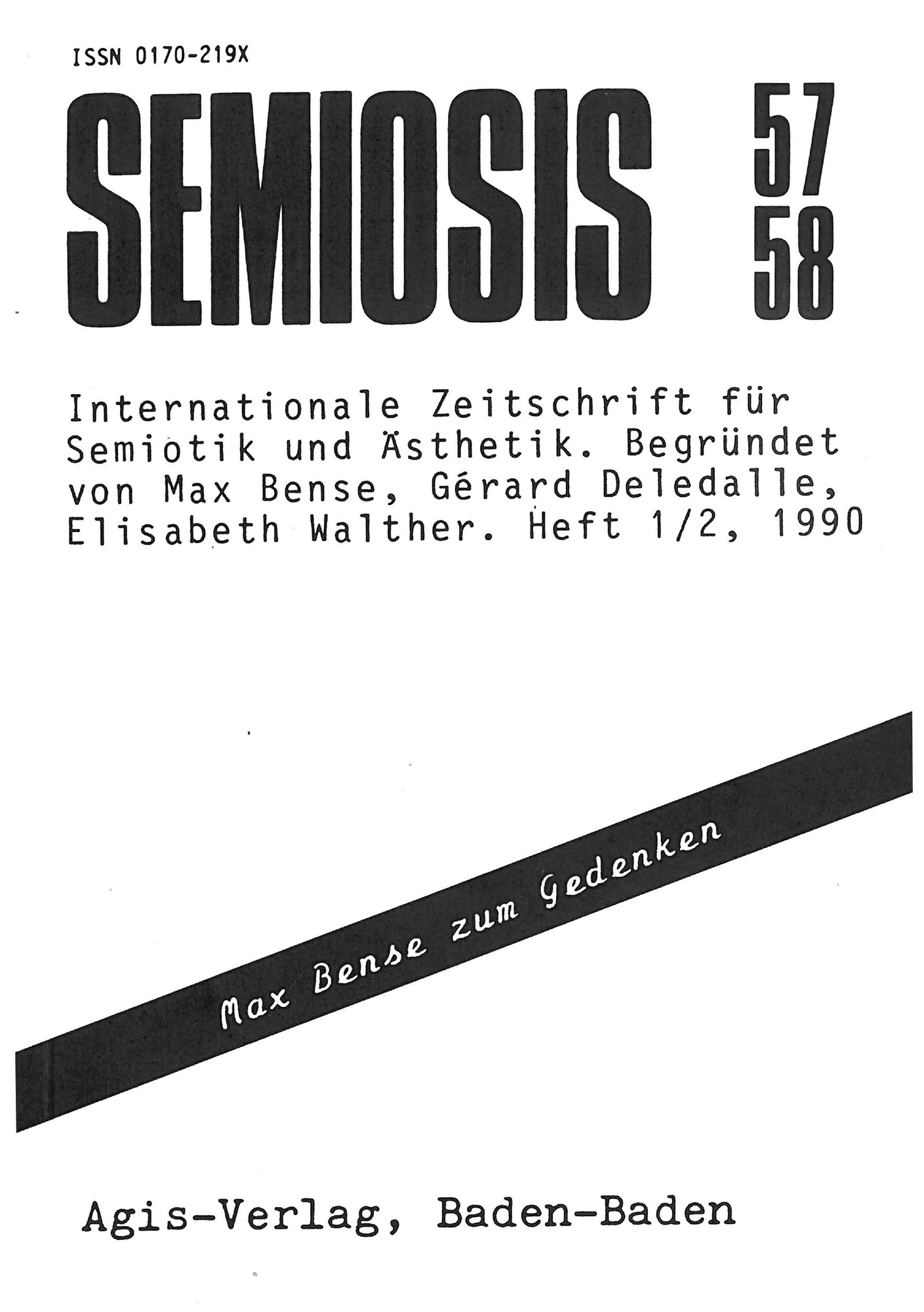 Cover of the magazine "semiosis": black text on white background