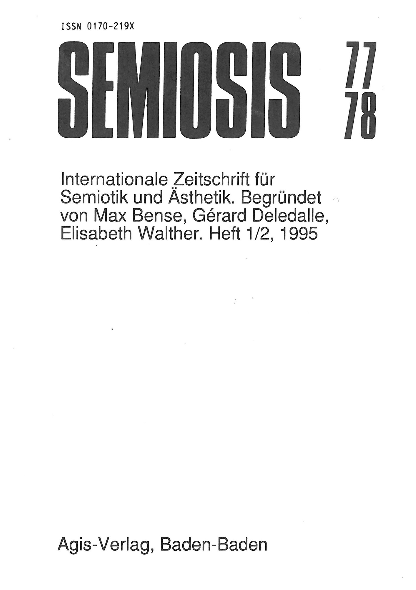 Cover der Zeitschrift »Semiosis«: schwarze Schrift auf weißem Grund