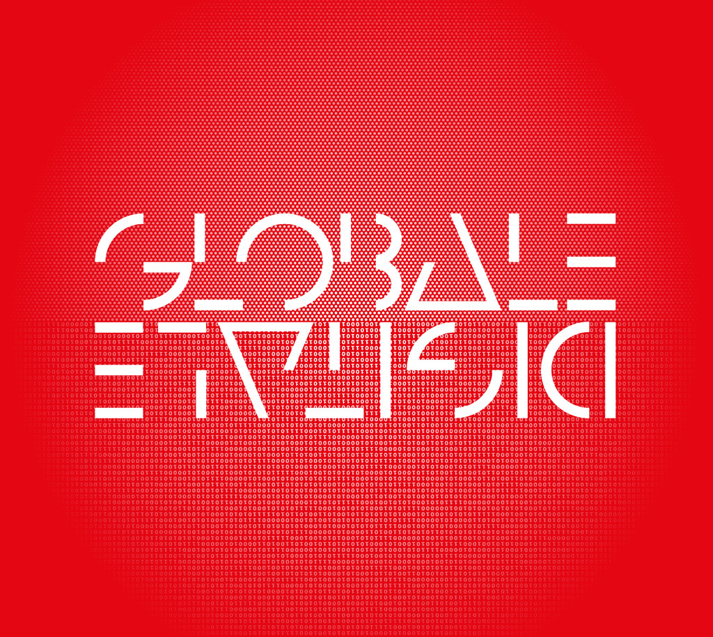 White letters on red ground: GLOBALE and upside-down DIGITALEe-down DIGITALE
